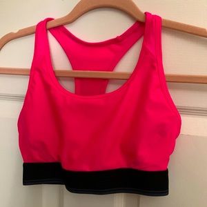 Hot pink mesh racer back sports bra